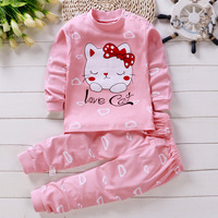 Pyjama en Coton pour Bébé Fille de 0 à 5 Ans, Ensemble de 2 Pièces, Vêtements d'Hiver Décontractés, Dessin Animé, Printemps 1